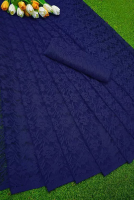 Fashion Field Self Design Bollywood Net Saree(Blue)