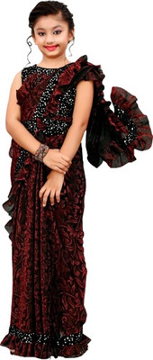VRAJTEX FAB Embellished Bollywood Lycra Blend Saree(Maroon)