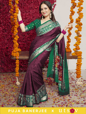 Divastri Woven Patola Silk Blend Saree(Multicolor)