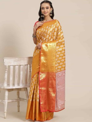 Tasrika Woven Banarasi Tissue Saree(Mustard)