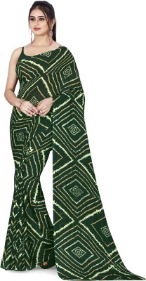 kashvi sarees Paisley, Geometric Print Daily Wear Georgette Saree(Dark Green)