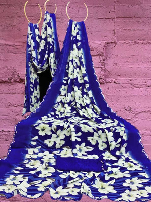 HouseOfCommon Printed Bollywood Georgette Saree(Blue)