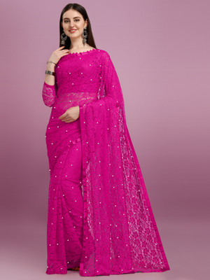 Croza Self Design Bollywood Net Saree(Multicolor)