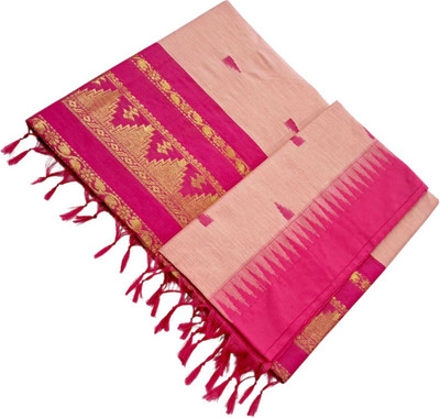 sri amman sarees Woven Gadwal Cotton Blend Saree(Pink)