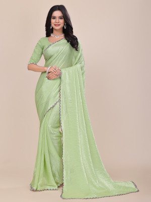 ORRASHI Dyed Daily Wear Pure Silk Saree(Green)