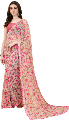 Vedant Vastram Floral Print Bollywood Georgette Saree(Magenta)