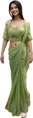NANCY DESIGNER Solid/Plain Bollywood Pure Silk Saree(Green)