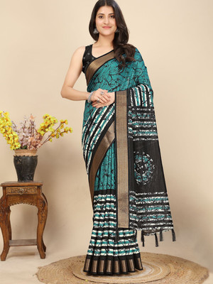 HouseOfCommon Dyed Handloom Art Silk Saree(Light Blue)