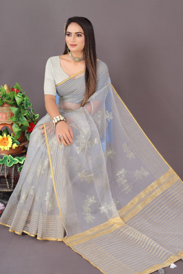 SAREE EXOTICA Embroidered Bollywood Net Saree(Grey)