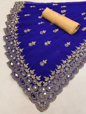 Suntex Embroidered Bollywood Georgette Saree(Blue)