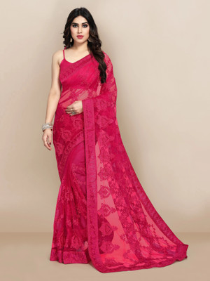 vairagee Embroidered Bollywood Net Saree(Pink)