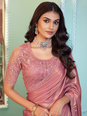 Divastri Embellished Bollywood Chiffon Saree(Pink)