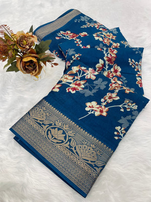 ZARISTACREATION Woven Bollywood Dupion Silk Saree(Blue)
