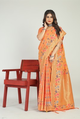 amirat Woven Banarasi Jacquard Saree(Orange)