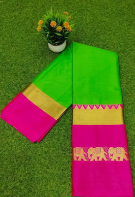 Mortal Textile Solid/Plain Handloom Cotton Silk Saree(Magenta)