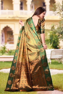 jayant creation Self Design, Woven Banarasi Silk Blend, Jacquard Saree(Light Green)