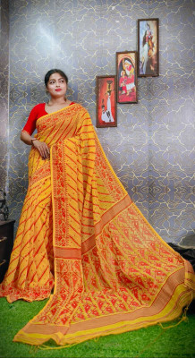 RM CREATION Self Design Jamdani Cotton Silk Saree(Blue)