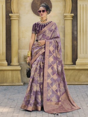 ANOUK Woven Banarasi Jacquard Saree(Purple)