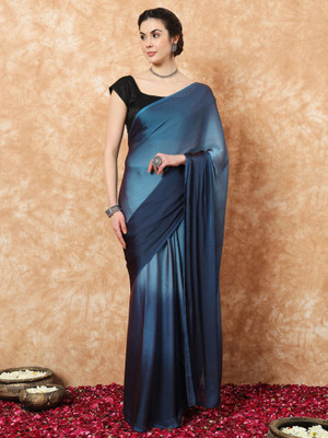 Divastri Self Design Bollywood Nylon Saree(Dark Blue)