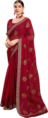 Pranjal Printed Bollywood Georgette Saree(Red)
