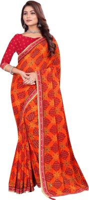 SHREE KRISHNA FASHION PVT LTD Woven Bandhani Georgette Saree(Orange)