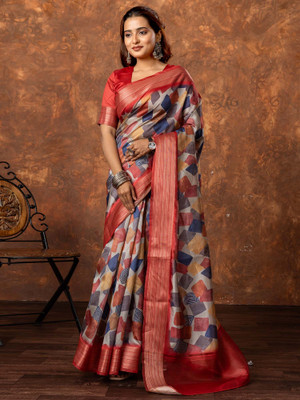 Sareemall Printed Chinnalapattu Silk Blend Saree(Multicolor)