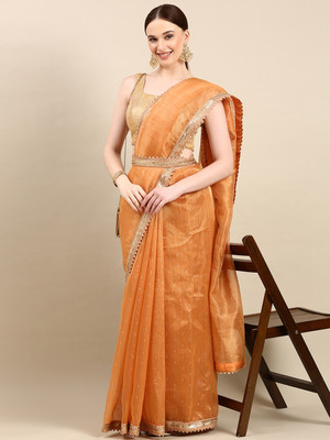 KASEE Self Design Bollywood Net Saree(Orange)