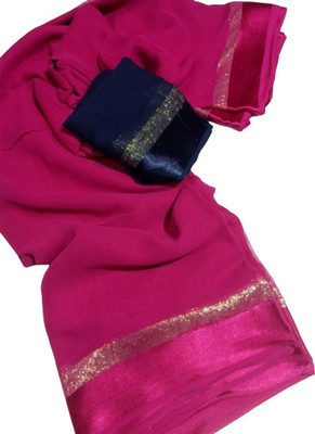 ELEGENCE FAB Solid/Plain Bollywood Viscose Rayon Saree(Pink)