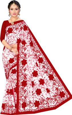 SARITA SAREES Printed Daily Wear Pure Cotton Saree(Red)