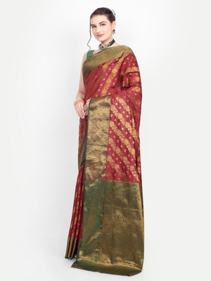 jayant creation Self Design, Woven Banarasi Silk Blend, Jacquard Saree(Red)