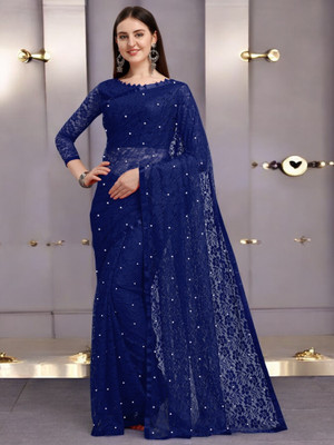 NEXAA Self Design, Embellished Bollywood Net Saree(Blue)