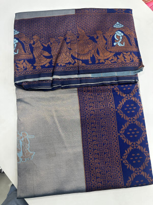 Julee Self Design Banarasi Pure Silk Saree(Light Blue)