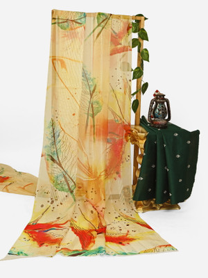 kaizen texo fab Digital Print Bollywood Organza Saree(Yellow)