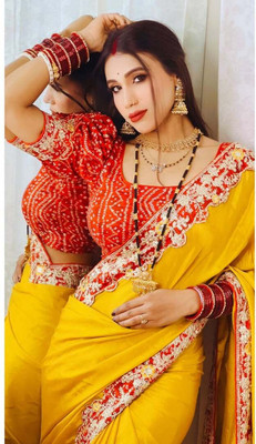 AVIRAT DESIGNER STUDIO Printed Kanjivaram Georgette Saree(Yellow)