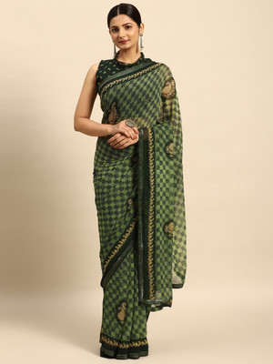 Divastri Embellished Bollywood Georgette Saree(Green)