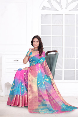 Aarunika MT Solid/Plain Bollywood Organza Saree(Yellow)