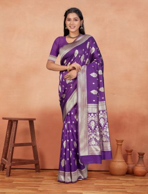 GORAL Embellished, Self Design, Woven Kanjivaram Art Silk, Jacquard Saree(Purple)