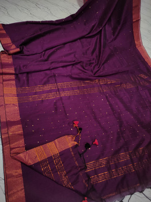 SAYAN CREATION Self Design Handloom Pure Cotton Saree(Magenta)