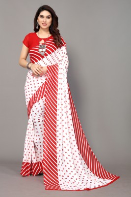 YASHIKA Printed, Striped Bollywood Georgette Saree(Red)