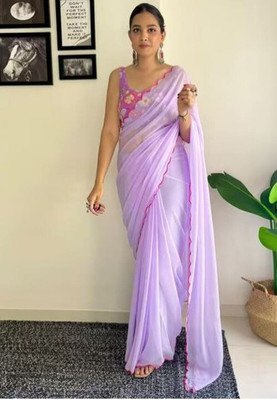 Chayanika Creation Self Design Bollywood Georgette Saree(Multicolor)
