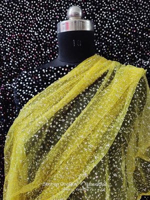 Jay Shree Printed Daily Wear Net Saree(Yellow)