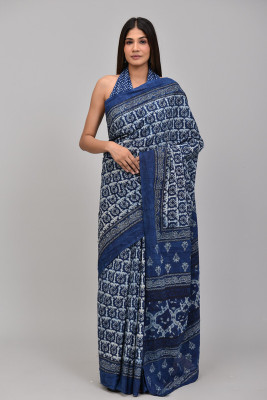 SHIVANYA HANDICRAFTS Floral Print, Printed, Blocked Printed Bollywood Pure Cotton Saree(Multicolor)