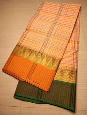 SG's Collection Checkered, Self Design, Woven Tant Pure Cotton Saree(Pink)