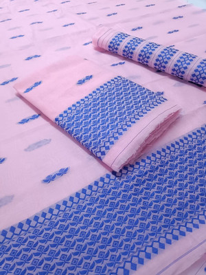Sheden Lopez Creation Woven Mekhela Chador Pure Cotton Saree(Pink)