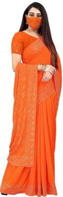 pUNYATHA CREATION Printed Bollywood Art Silk Saree(Orange)
