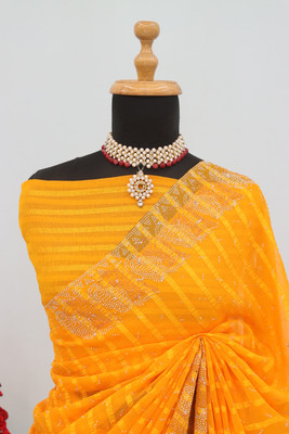 KHRITI FAB Embellished Bollywood Georgette Saree(Yellow)