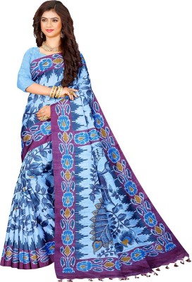 Shree Hari Printed Sambalpuri Cotton Blend Saree(Blue)