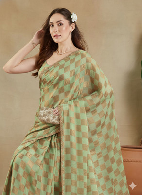 HouseOfCommon Embellished Bollywood Chiffon Saree(Light Green)
