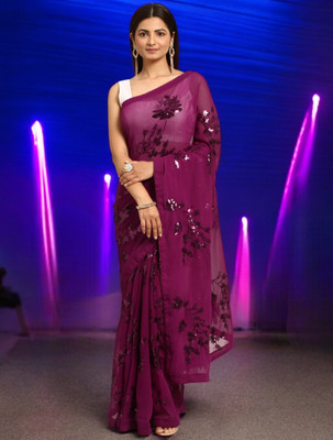 Blissta Embellished Bollywood Georgette Saree(Magenta)