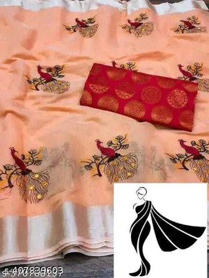 Sayal Creation Self Design Chanderi Cotton Silk Saree(Orange)